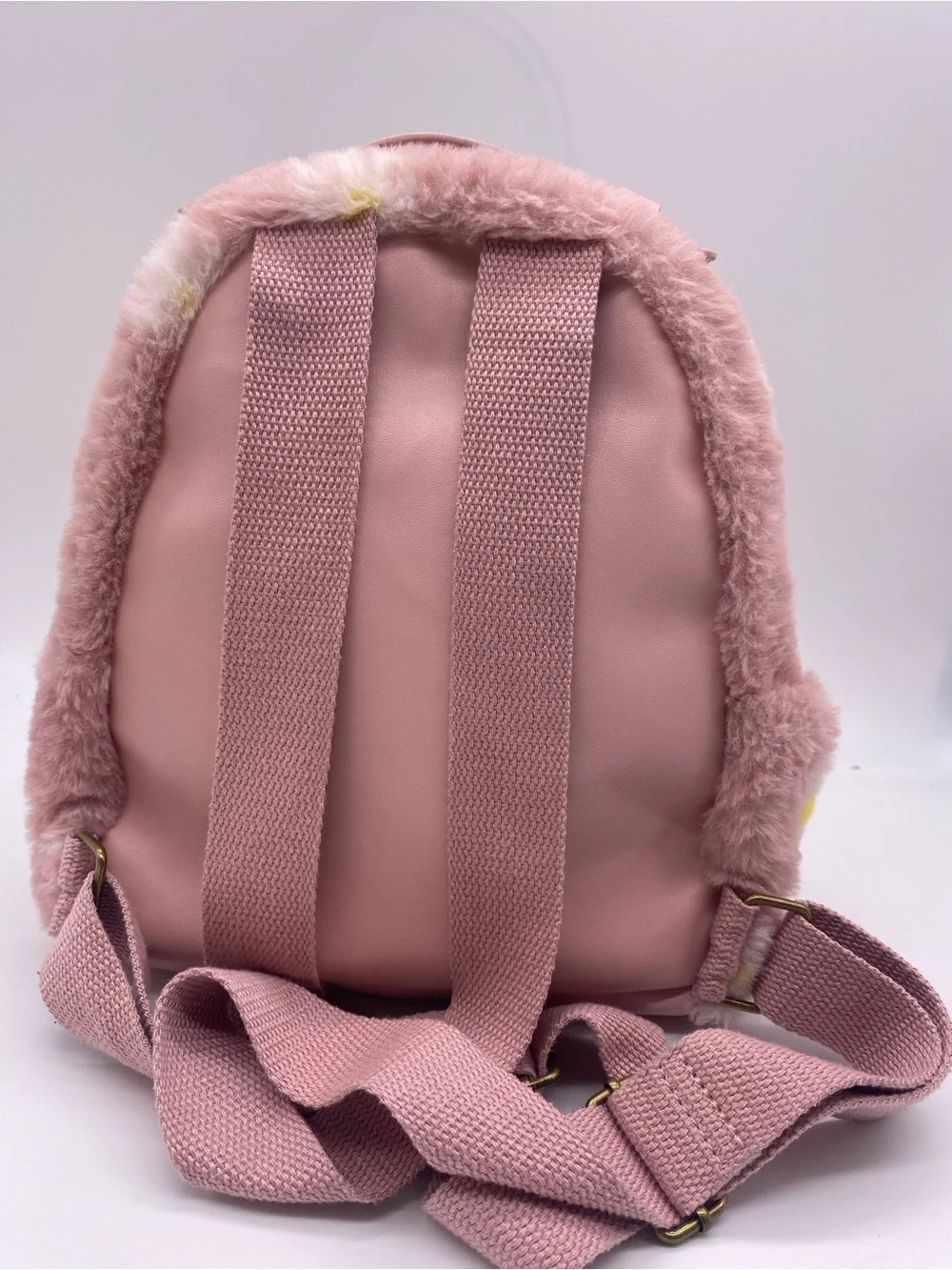 art class Dusty Pink Faux-Fur Backpack with Yellow Spot Accents